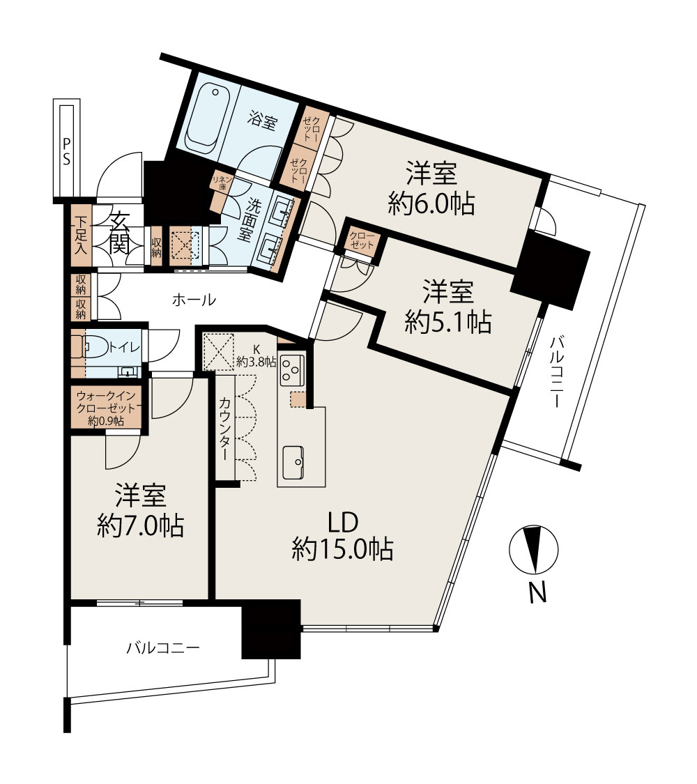 リビオタワー品川 間取り図1