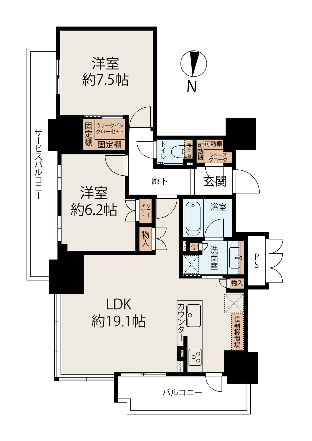 プレミストタワー靱本町 間取り図1